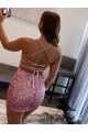 Best Velvet Sequin Short Spaghetti Straps Sheath Evening Dress