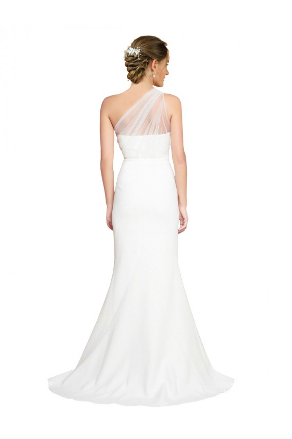 Best Stretch Crepe & Tulle Sweep Train One Shoulder Mermaid Formal Evening Dress
