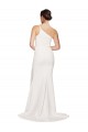 Best Stretch Crepe Sweep Train One Shoulder Ivory Sheath Semi Formal Evening Dress