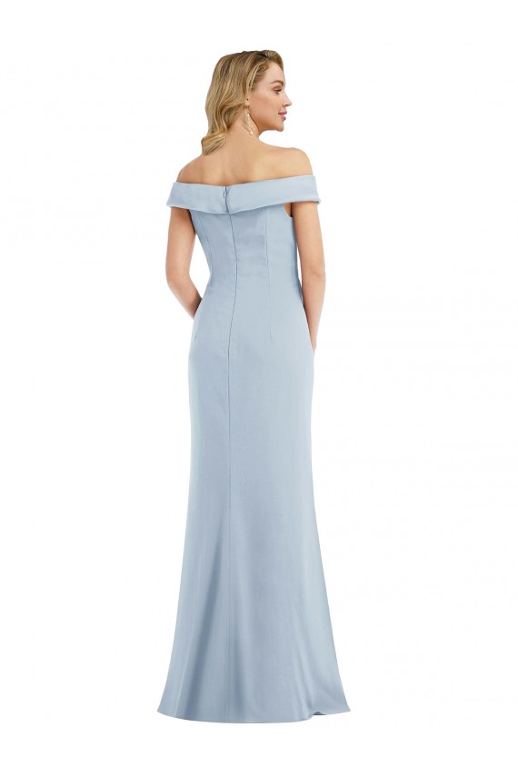 Best Stretch Crepe Long Off the Shoulder Trumpet Semi Formal Evening Dress