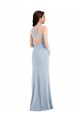 Best Stretch Crepe Criss Cross Back Long V-Neck Trumpet Evening Dress