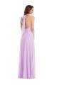 Best Soft Chiffon Low Back Long Halter Neck A-Line Semi Formal Evening Dress