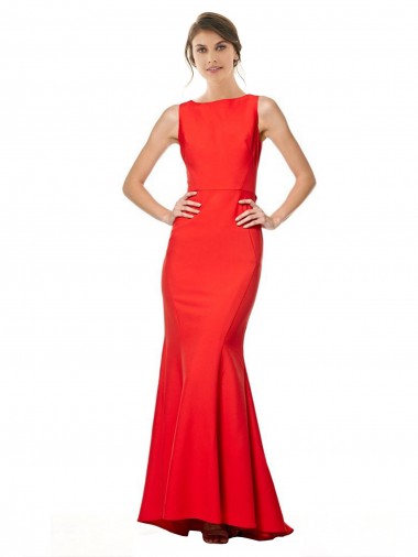 Best Stretch Crepe Open Back Long Halter Neck Mermaid Evening Dress