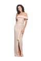 Best Stretch Crepe Low Back Long Off the Shoulder Nude Mermaid Formal Evening Dress