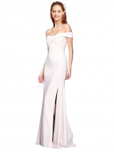Best Stretch Crepe Long Off the Shoulder White Mermaid Formal Dress