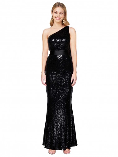 Best Sequin Long One Shoulder Mermaid Formal Evening Dress