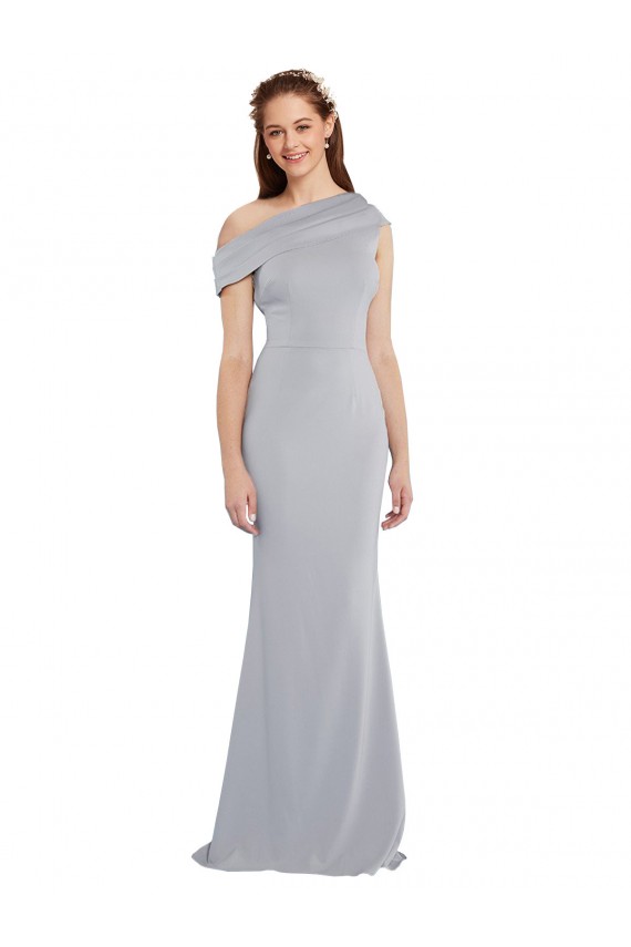 Best Stretch Crepe Long One Shoulder Grey Mermaid Formal Dress