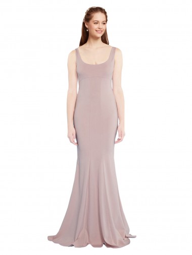 Best Stretch Crepe Long Scoop Neck Mermaid Formal Evening Dress
