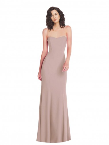 Best Stretch Crepe Long Sweetheart Dusty Pink Mermaid Formal Dress