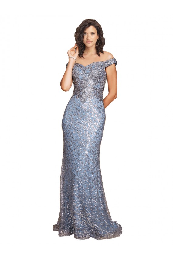 Best Sequin Long Off the Shoulder Mermaid Formal Evening Dress
