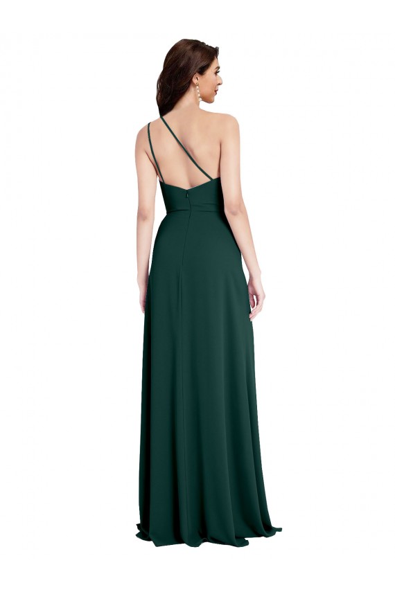 Best Stretch Crepe Open Back Long One Shoulder A-Line Formal Evening Dress