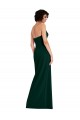 Best Stretch Crepe Low Back Long Scoop Neck Midnight Green Sheath Formal Evening Dress