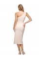 Best Stretch Crepe Midi Length One Shoulder Nude Sheath Formal Evening Dress