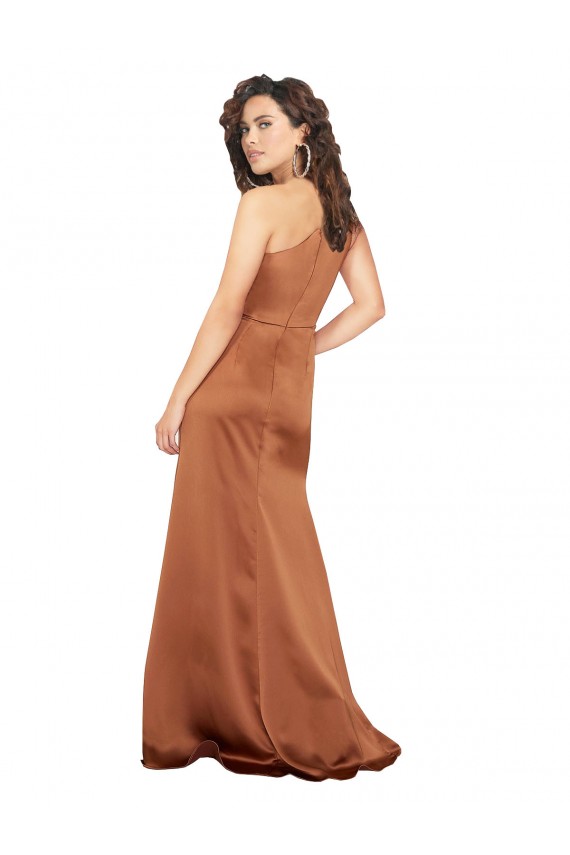 Best Silky Satin Long One Shoulder A-Line Formal Dress