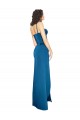 Best Silky Satin Low Back Long Spaghetti Straps Sheath Formal Evening Dress