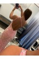 Best Velvet Sequin Sweep Train One Shoulder Sheath Evening Gowns