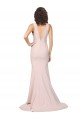 Best Stretch Crepe V-Back Sweep Train V-Neck Sheath Black Tie Evening Dress