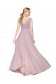 Best Soft Chiffon V-Back Long V-Neck Primrose A-Line Formal Evening Dress