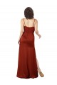 Best Silky Satin Low Back Long Spaghetti Straps Red A-Line Formal Evening Dress