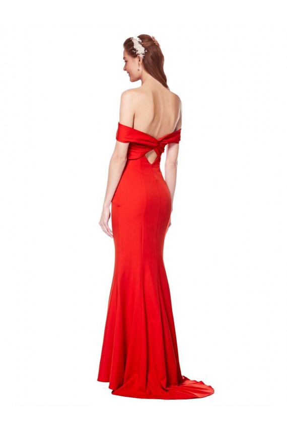 Best Stretch Crepe Long Off the Shoulder Red Mermaid Evening Dress