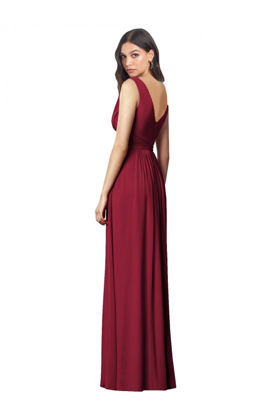 Best Soft Chiffon V-Back Long V-Neck Royal Blue A-Line Semi Formal Evening Dress