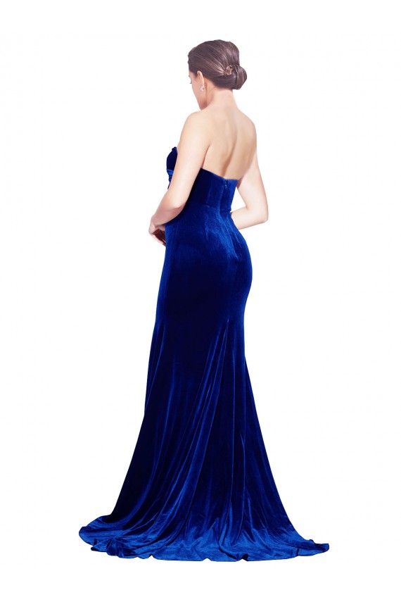 Best Stretch Velvet Low Back Sweep Train Sweetheart Mermaid Formal Evening Dress