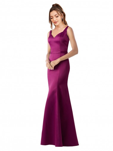 Best Satin Open Back Long Bateau Neck Sheath Black Tie Evening Dress