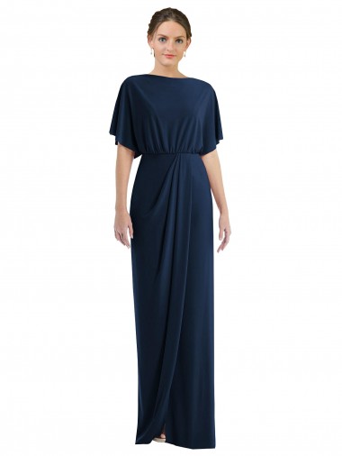 Best Spandex Open Back Long Bateau Neck Sheath Semi Formal Evening Dress