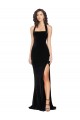 Best Stretch Velvet Low Back Long Halter Neck Sheath Semi Formal Evening Dress