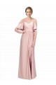 Best Silky Satin Low Back Long Off the Shoulder Sheath Formal Evening Dress