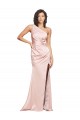 Best Silky Satin Low Back Long One Shoulder Sheath Formal Evening Dress