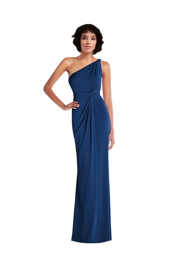 Best Spandex Long One Shoulder Sheath Semi Formal Evening Dress