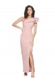Best Stretch Crepe Long One Shoulder Mauve Sheath Formal Evening Dress