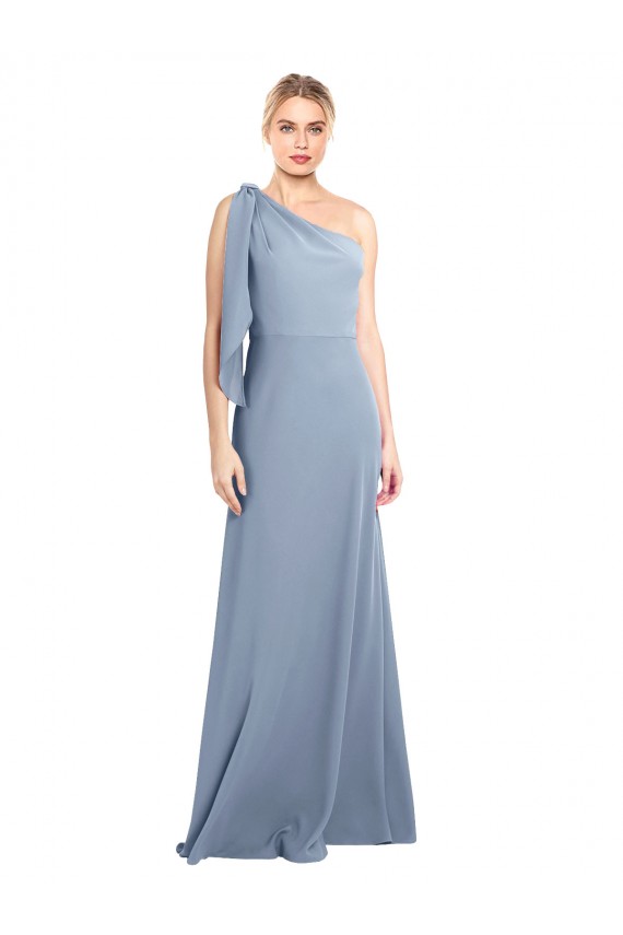 Best Stretch Crepe Long One Shoulder Sheath Formal Dress