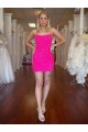 Best Velvet Sequin Short Spaghetti Straps Sheath Evening Gowns