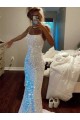 Best Velvet Sequin Sweep Train Spaghetti Straps Sheath Evening Dress