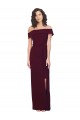 Best Stretch Crepe Low Back Long Off the Shoulder Sheath Formal Evening Dress