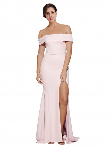 Best Stretch Crepe Low Back Sweep Train Square Neck Sheath Formal Evening Dress