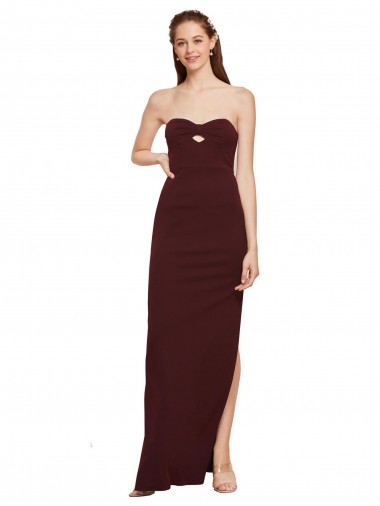 Best Stretch Crepe Long Strapless Sheath Formal Evening Dress