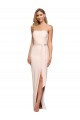 Best Stretch Crepe Low Back Long Strapless Sheath Formal Evening Dress