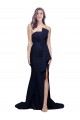 Best Stretch Crepe Low Back Sweep Train Strapless Sheath Semi Formal Evening Dress
