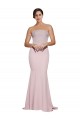 Best Stretch Crepe Low Back Sweep Train Strapless Sheath Formal Evening Dress