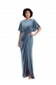 Best Stretch Velvet Open Back Long Sheath Semi Formal Evening Dress