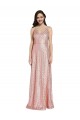 Best Sequin Low Back Long V-Neck Sheath Formal Evening Dress