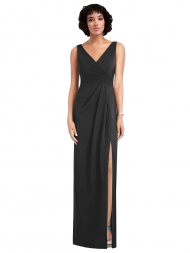 Best Spandex V-Back Long V-Neck Sheath Formal Evening Dress