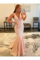 Best Velvet Sequin Sleeveless V-Neck Sheath Evening Dress