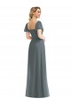 Best Soft Chiffon Long Square Neck A-Line Semi Formal Evening Dress