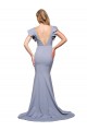 Best Stretch Crepe V-Back Sweep Train Round Neck Mermaid Formal Evening Dress