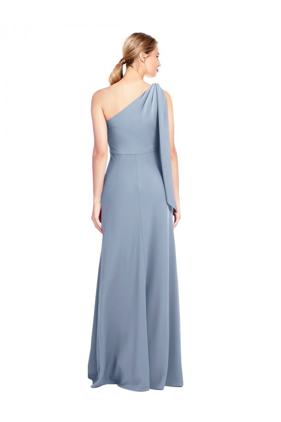 Best Stretch Crepe Long One Shoulder Sheath Formal Dress