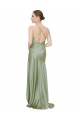 Best Silky Satin Criss Cross Open Back Long Cowl Neck A-Line High Low Evening Dress